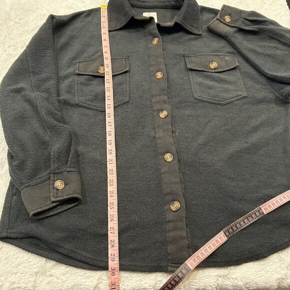 Billabong - Charcoal Gray Fleece w/Distressed Trim Pockets Trucker Shirt Jacket - Picture 7 of 10